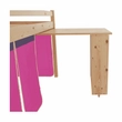 Ágy PC-asztallal, fenyő fa/rózsaszín, 90x200, ALZENA