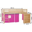 Ágy PC-asztallal, fenyő fa/rózsaszín, 90x200, ALZENA