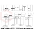 Kép 2/2 - JUNO ELENA 200x200 cm L alakú konyhablokk sonoma
