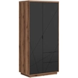 FORN akasztós szekrény fekete – delano tölgy, 2 ajtóval és 2 fiókkal