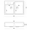 BILL 120 Kétmedencés Kötényes gránit mosogatótálca helytakarékos szifonnal Hófehér / Réz színű kiegészítők