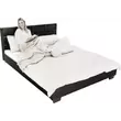 Ágy ágyráccsal, 160x200, fekete textilbőr, MIKEL