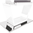 Kép 8/18 - Étkezőasztal, nyitható, fehér extra magasfényű/acél, 160-220x90 cm, PERAK