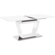Kép 11/18 - Étkezőasztal, nyitható, fehér extra magasfényű/acél, 160-220x90 cm, PERAK