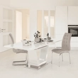Kép 5/18 - Étkezőasztal, nyitható, fehér extra magasfényű/acél, 160-220x90 cm, PERAK