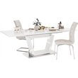 Kép 15/18 - Étkezőasztal, nyitható, fehér extra magasfényű/acél, 160-220x90 cm, PERAK