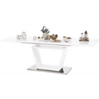 Kép 16/18 - Étkezőasztal, nyitható, fehér extra magasfényű/acél, 160-220x90 cm, PERAK
