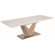 Kép 1/4 - Étkezőasztal, nyitható, MDF+acél, fehér extra HG/tölgy sonoma, 160x90 cm, DURMAN