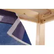 Ágy, PC-asztallal, fenyőfa/kék, 90x200, ALZENA