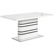 Kép 1/5 - Nyitható étkezőasztal, fehér magasfényű HG/fekete csíkok, 160-200x90 cm, TUBAL