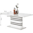 Kép 2/5 - Nyitható étkezőasztal, fehér magasfényű HG/fekete csíkok, 160-200x90 cm, TUBAL