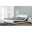 Francia ágy RGB LED-világítással, fehér/fekete, 160x200, MANILA NEW