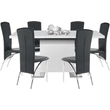 Kép 26/36 - Szétnyitható étkezőasztal, fehér magasfényű HG, 120-160x80 cm, IRAKOL