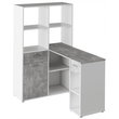 Kép 2/4 - PC-asztal könyvespolccal, fehér/beton, MINESON