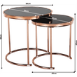 Kép 15/18 - 2 darabos dohányzóasztal készlet, rose gold króm rózsaszín/fekete, MORINO