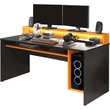 Kép 1/12 - Számítógépasztal/gamer asztal, fekete matt/narancssárga, TEZRO