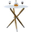Kép 1/4 - Étkezőasztal/dohányzóasztal, fehér/gold króm arany, átmérő 80 cm, DONIO