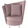Fotel Art Deco stílusban, rózsaszín Kronos szövet/tölgy, ROUND NEW