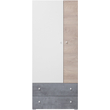 Kép 1/2 - SIGMA SYSTEM 3 akasztós szekrény fehér - beton színű, kétajtós, kétfiókos