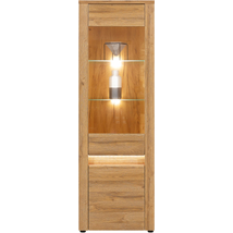 SANDY magas vitrin 1 üvegezett és 1 normál ajtóval, beépített dísz- és belső világítással