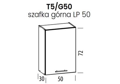 Tiffany felső szekrény 50 cm  Fényes fehér fronttal