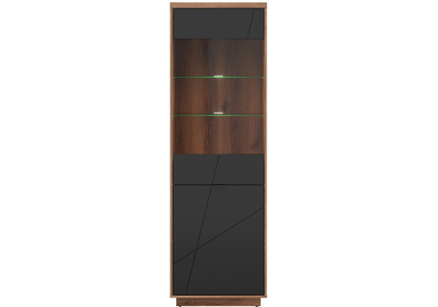 FORN vitrin fekete – delano tölgy 1 üvegezett és 1 normál ajtóval
