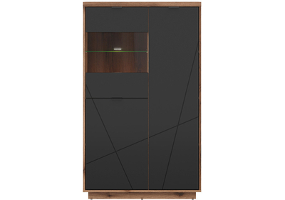 FORN vitrin fekete – delano tölgy 1 üvegezett és 2 normál ajtóval