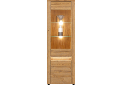 SANDY magas vitrin 1 üvegezett és 1 normál ajtóval, beépített dísz- és belső világítással