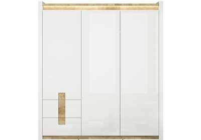 Alameda gardróbszekrény 3 ajtóval és 2 fiókkal fényes fehér/westminster tölgy színben