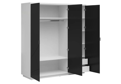 FORN Akasztós szekrény 3 ajtóval Fényes fehér / Matt fekete