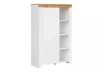 HOLTEN Magas szekrény 1 ajtóval 150 Fényes Fehér / Wotan Tölgy