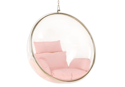 Függő fotel, átlátszó/arany/rózsaszín, BUBBLE TYP 1