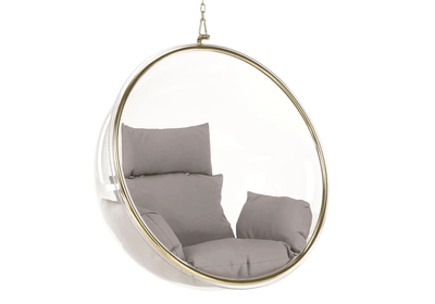 Függő fotel, átlátszó/arany/szürke, BUBBLE TYP 1