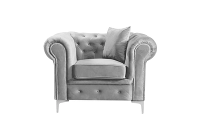 Luxus fotel, világosszürke Velvet szövet, ROMANO