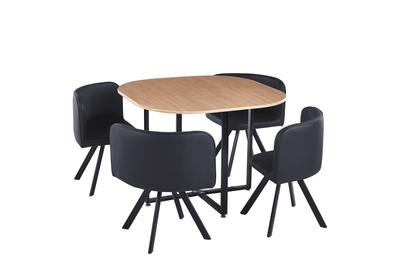 Étkező szett 1+4, tölgy/fekete, BEVIS NEW