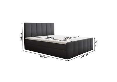 Boxspring ágy, 140x200, szürke, STAR