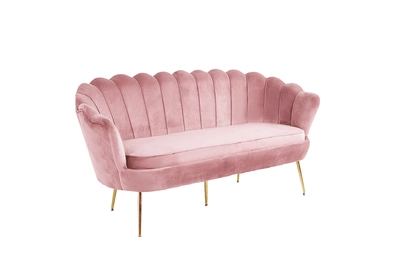 Luxus heverő, 3-as ülés, rózsaszín Velvet szövet/króm arany, Art-deco stílus, NOBLIN