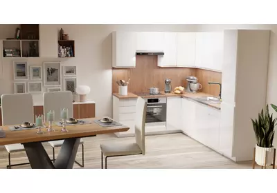 Aspen 190 x 250 cm konyhablokk Magasfényű Fehér