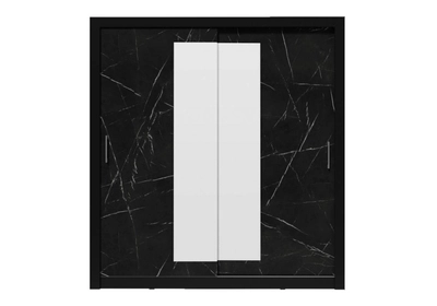 IN BOX III gardróbszekrény 200 cm,  fekete márvány  színű, tolóajtókkal