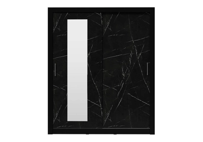 IN BOX II gardróbszekrény 180 cm, fekete márvány színű, tolóajtókkal