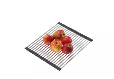 Qmat Csöpögtető rács mosogatótálcához 380 x 250 Szálcsiszolt acél / Fekete színben