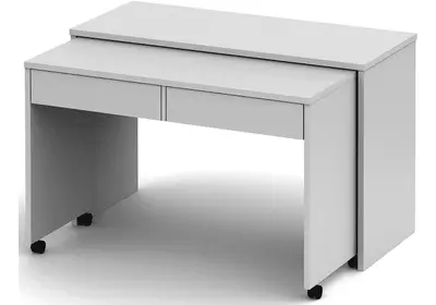 Nyitható PC-asztal fiókokkal, fehér, VERSAL NEW