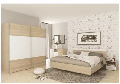 Dupla ágy, tölgy sonoma/fehér, 180x200, GABRIELA