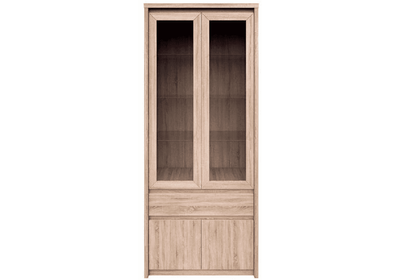 Vitrines szekrény, DTD laminált, tölgy sonoma, NORTY TYP 3