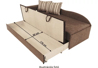 Kanapé ágyfunkcióval, narancs/csíkos minta,bal oldali kivitel, AGA D