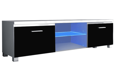 RTV-asztal, fehér/fekete extra magasfényű HG, LUGO 2