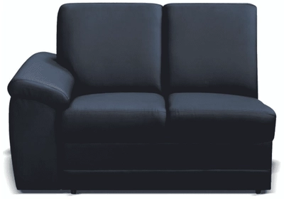 2 személyes kanapé támasztékkal, textilbőr fekete, balos, BITER 2 1B