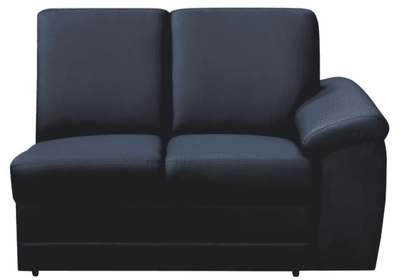 2 személyes kanapé támasztékkal, textilbőr fekete, jobbos, BITER 2 1B