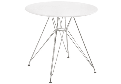 Étkezőasztal, króm/MDF, fehér extra magasfényű HG, átmérő 80 cm, RONDY