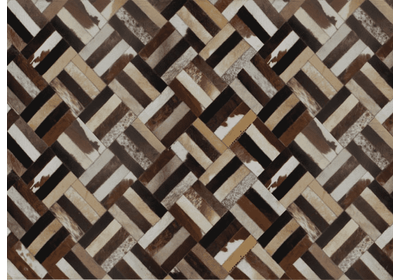 Luxus bőrszőnyeg, barna/fekete/bézs, patchwork, 200x300, bőr TIP 2